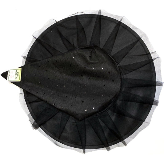 Black Witch Hat Costume Accessory - Black Star Sequin (13" x 15"dia.) - Dollar Fanatic