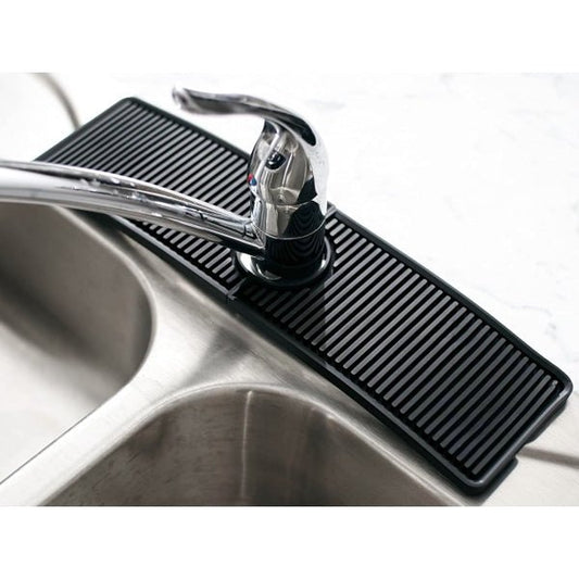 Bodomor Sink Faucet Mat - Black (15" x 4" x 2"dia. hole) Adjustable 2 - Piece Design - Dollar Fanatic