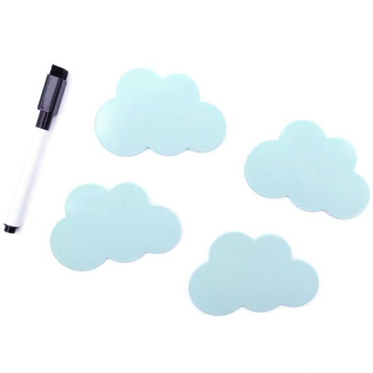 Dry Erase Bin Clips with Dry Erase Marker - Blue Clouds (4 Pack) For Organizing and Labeling Bin Containers and Baskets - Dollar Fanatic