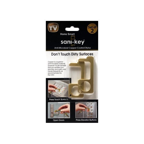 Home Smart Sani - Key Anti - Microbial Copper Coated Hands Free Stylus Tool - Gold (2 Count) As Seen On TV - Dollar Fanatic