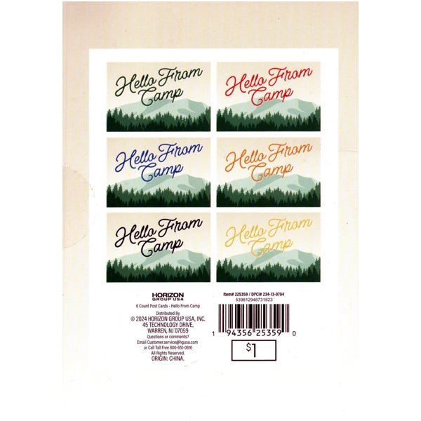 Horizon Hello From Camp Tear - Away Postcards (6 Pack) - Dollar Fanatic