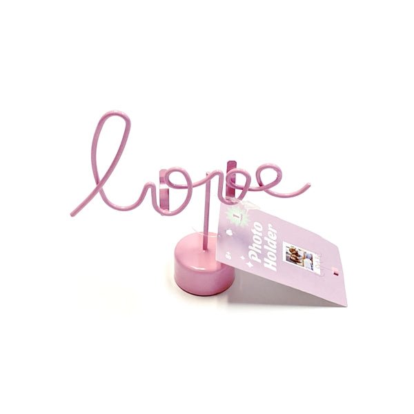 Horizon Love Metal Wire Photo Holder Stand - Pink (Holds 2.1" x 3.4" Wallet Size Picture) Also Use as a Love Note/Memo Holder! - Dollar Fanatic