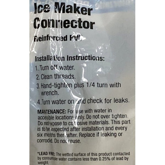 Watts 10 ft Ice Maker Connector Supply Line (PBCC120 - 44) Reinforced PVC - Dollar Fanatic