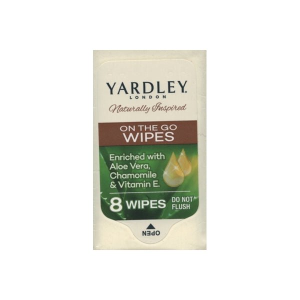 Yardley On - the - Go Hand Wipes Mini Pack (8 Pre - moistened Wipes) Enriched with Aloe, Chamomile & Vitamin E - Dollar Fanatic