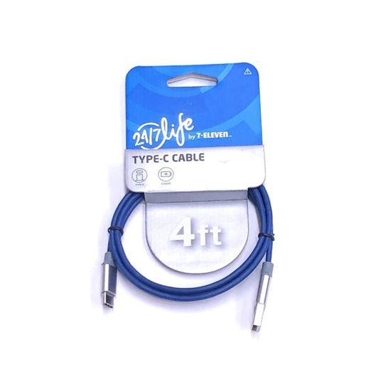 24/7 Life USB Type C Connector Charging Cable Cord for Smart Phones (4 ft.) Select Color - Dollar Fanatic