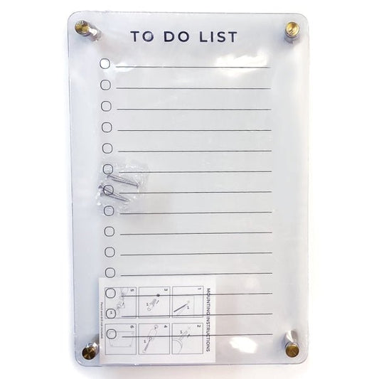 Ankyo Clear Acrylic Dry Erase To - Do Checklist Wall Display (8” x 12”) Includes Mounting Hardware - 2 for $5
