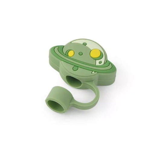 Ankyo Novelty Straw Topper Cover - Green Spaceship (Fits Straws 0.35 - 0.39in. dia./9 - 10mm dia.) - Dollar Fanatic