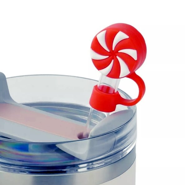 Ankyo Novelty Straw Topper Cover - Peppermint Swirl (Fits Straws 0.35 - 0.39in. dia./9 - 10mm dia.) - Dollar Fanatic