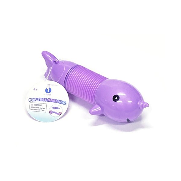 Ankyo Pop Tube Fidget Toy (Purple Narwhal Whale) Bendable Stretchy Pull and Pop Tube Toy, Hours of Fun - Dollar Fanatic