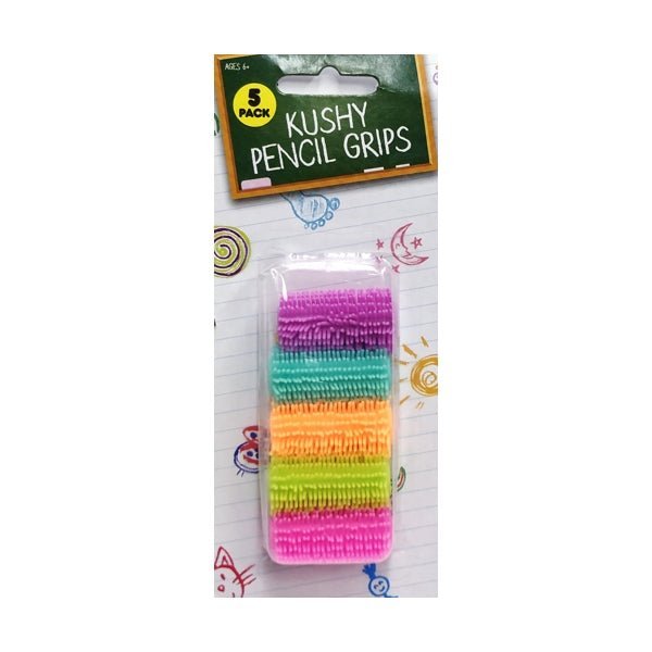 Big Time Colorful Kushy Pencil Grips (5 Pack) Classic or Neon Colors - Dollar Fanatic