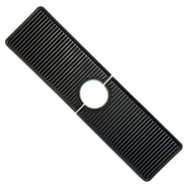 Bodomor Sink Faucet Mat - Black (15" x 4" x 2"dia. hole) Adjustable 2 - Piece Design - Dollar Fanatic