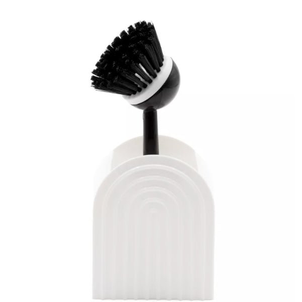 Cleaning Scrub Brush with Holder - Black/White (2 - Piece Set) Great for Dish and Vegetable Cleaning - Dollar Fanatic