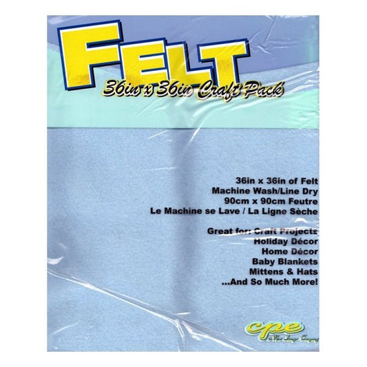 CPE 36" x 36" Felt Craft Fabric - Summer Sky Blue (Art Felt Color 0900) Made in the USA - $5 Outlet