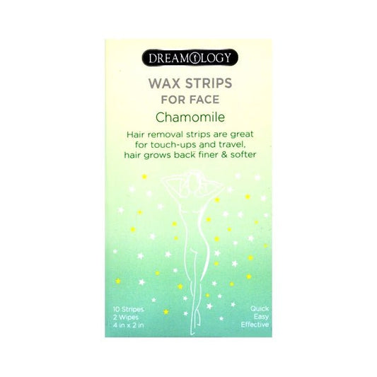 Dreamology Chamomile Hair Removal Face Wax Kit (10 Strips + 2 Post - Wipes) - Dollar Fanatic