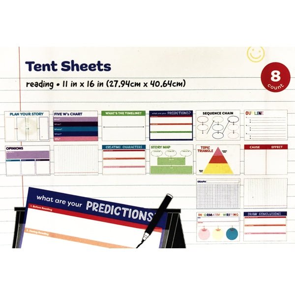 Educational Tent Activity Sheets - 11" x 16" (8 Pack) Select Subject Math or Reading - DollarFanatic.com