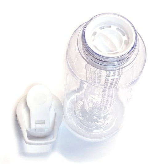 Fruit Infuser Hydration Water Bottle with Carry Handle - White/Clear (33.8 fl. oz.) BPA Free - Dollar Fanatic
