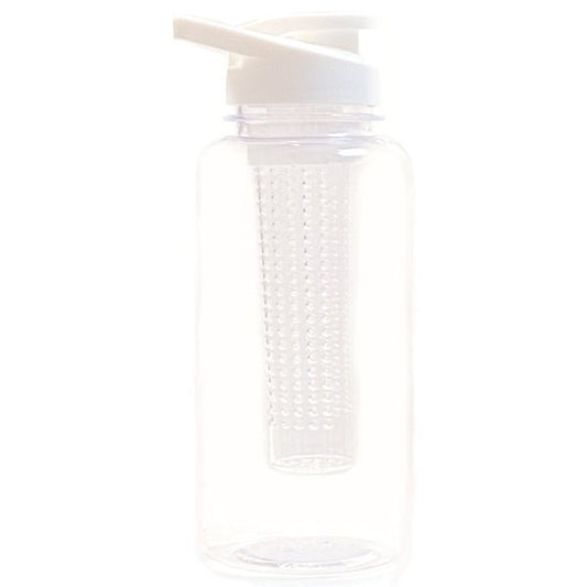 Fruit Infuser Hydration Water Bottle with Carry Handle - White/Clear (33.8 fl. oz.) BPA Free - Dollar Fanatic