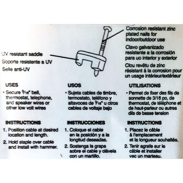 Gardner Bender Nail - In Black Cable Clips - PSB - 1600 (25 Pack) 3/16" Low Voltage Staples - Dollar Fanatic