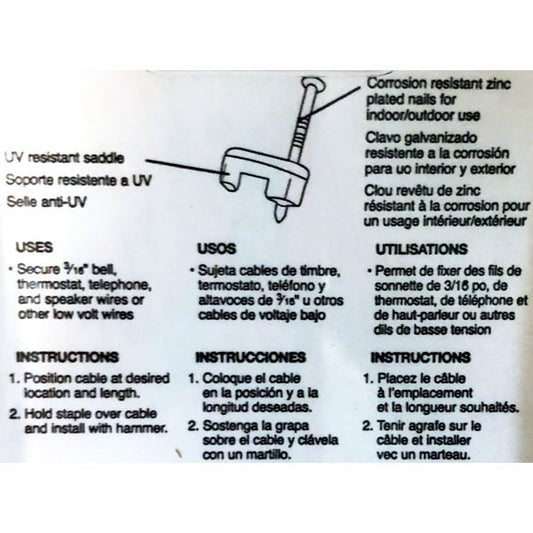 Gardner Bender Nail - In Black Cable Clips - PSB - 1600 (25 Pack) 3/16" Low Voltage Staples - Dollar Fanatic