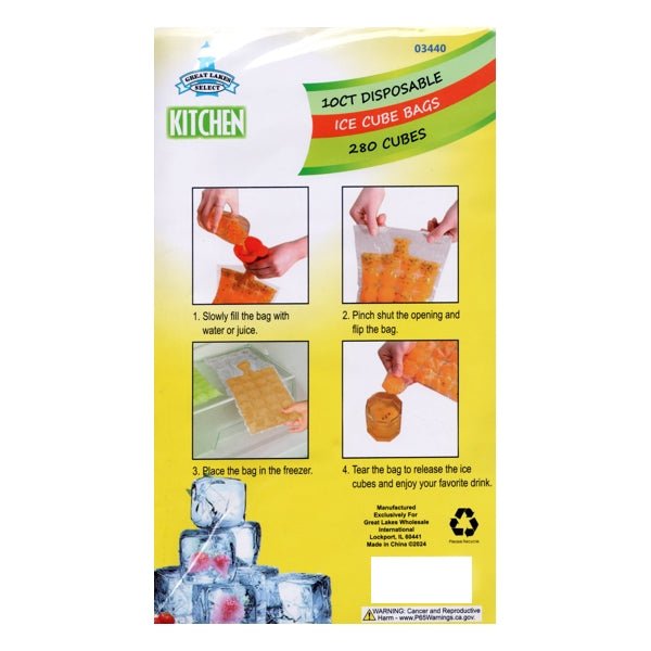 Great Lakes Disposable Ice Cube Tray Bags (10 Pack) - Dollar Fanatic