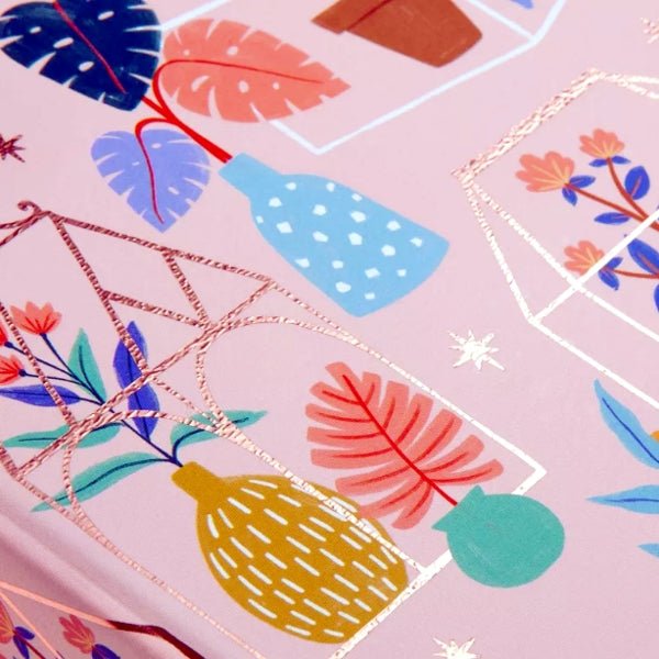 GreenRoom 1" Hardcover 3 - Ring Notebook Binder - Pink (Floral Plant Terrarium Design) - Dollar Fanatic