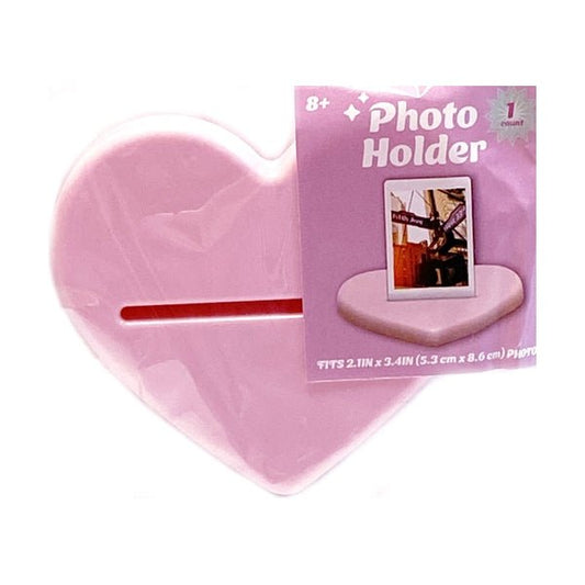 Horizon Heart Photo Holder Stand - Pink (Holds 2.1" x 3.4" Wallet Size Picture) - Dollar Fanatic