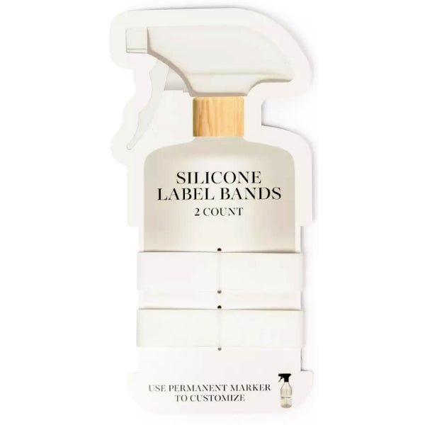 Horizon Silicone Label Bands for Bottles - White (2 Pack) Fits Snug Around Most Bottles/Jars - Dollar Fanatic