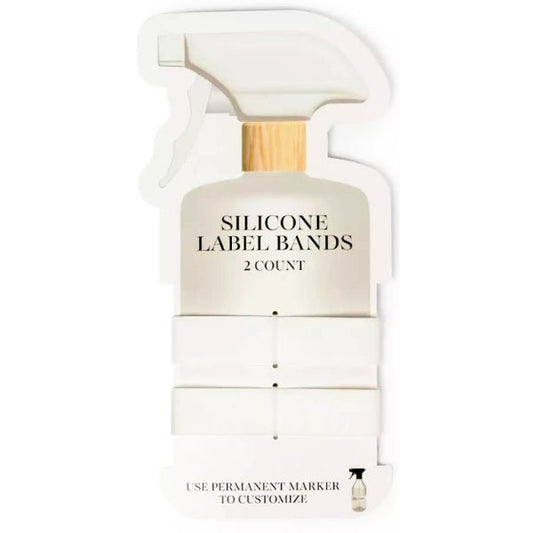 Horizon Silicone Label Bands for Bottles - White (2 Pack) Fits Snug Around Most Bottles/Jars - Dollar Fanatic