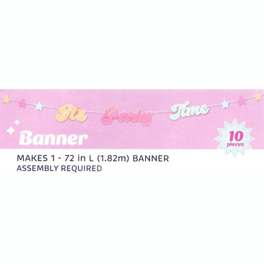 It's Party Time Party Banner - Stars/Multi - Color (6 ft.) - Dollar Fanatic