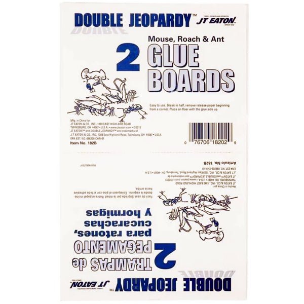JT Eaton Double Jeopardy Glue Trap Board for Mouse, Ant, Roach, Insect (8.5" x 5.25") Perforated to split into 2 Boards - Dollar Fanatic