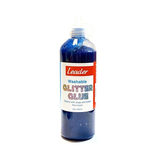 Leader Washable Non - Toxic Glitter Glue - Blue (8 fl. oz.) Great for Slime - Dollar Fanatic