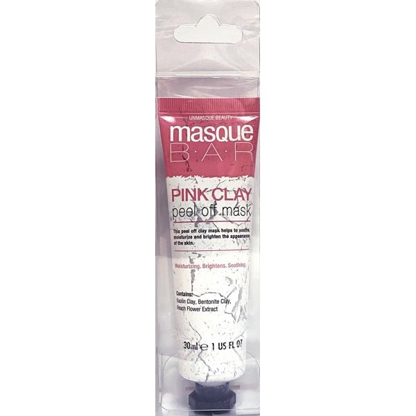Masque Bar Pink Clay Peel - Off Mask Tube - Kaolin Clay, Bentonite, Clay, Peach Flower Extract (1 Count) Moisturize, Brighten, Soothe Skin - Dollar Fanatic