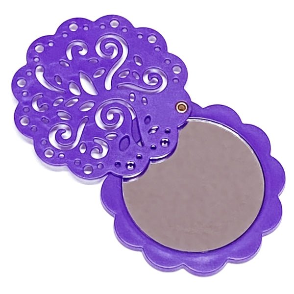 Modesa Floral Compact Mirror On - the - Go (2.75 in. dia.) Colors Vary - Dollar Fanatic
