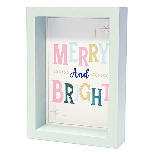 Nielsen Bainbridge (Merry and Bright) Wood Decor 7" x 5" x 1.5" Colorful Shadow Box Sign - Dollar Fanatic