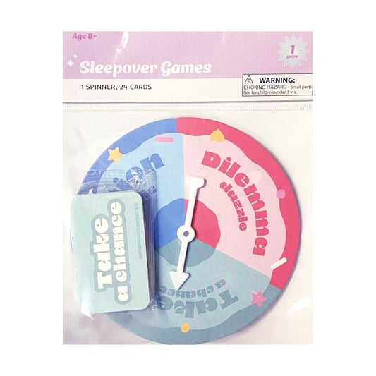 Sleepover Games Take A Chance Party Activity Game (For Ages 8+) Includes Spinner and 24 Activity Cards - Dollar Fanatic