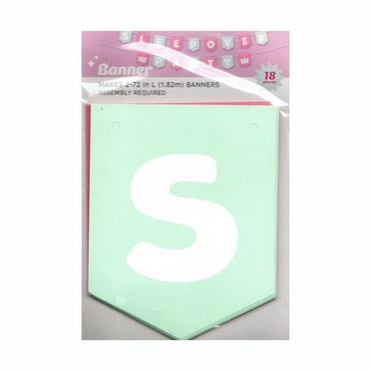 Sleepover Party Happy Birthday Banners - Pink/Mint (2 - Piece Set/6 ft. each) - Dollar Fanatic
