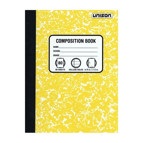 Unison College Ruled Composition Notebook (80 Sheets) Select Color - Dollar Fanatic