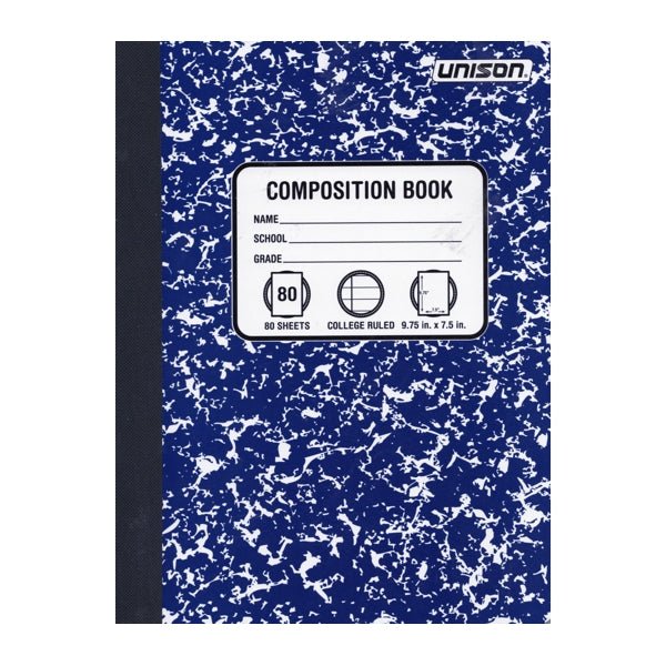 Unison College Ruled Composition Notebook (80 Sheets) Select Color - Dollar Fanatic