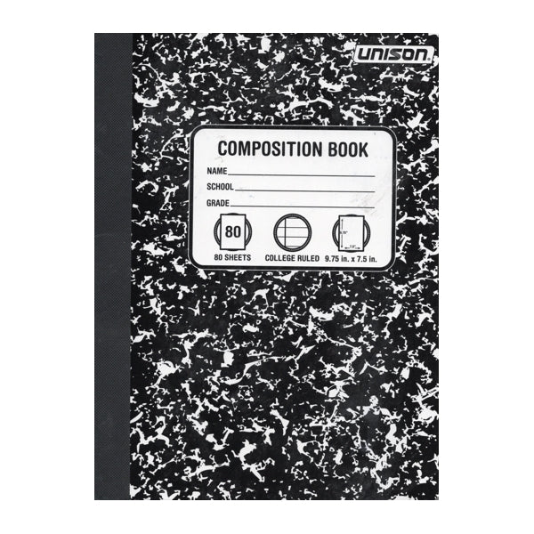 Unison College Ruled Composition Notebook (80 Sheets) Select Color - Dollar Fanatic