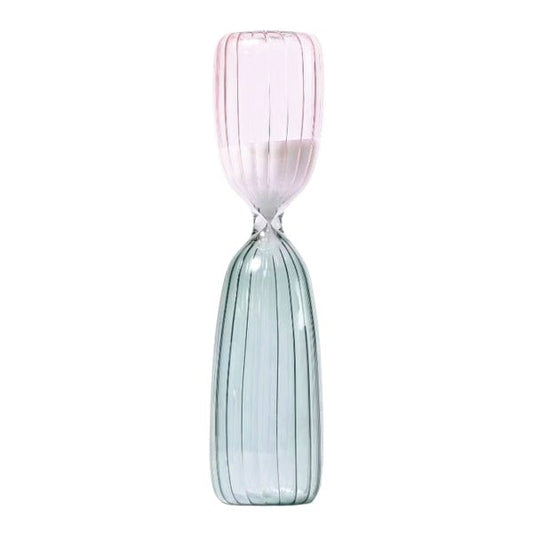 Vivitar Decorative 5 - Minute Glass Sand Timer Clock - Blush/Teal (8" x 1.88") Unique Hourglass Shape - 2 for $5