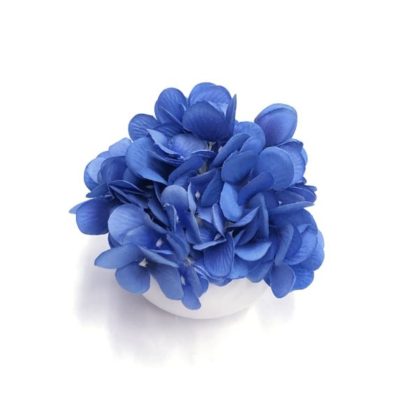 Artificial Spring Decorative Flowers in White Pot - Hydrangea (5") Select Color - DollarFanatic.com
