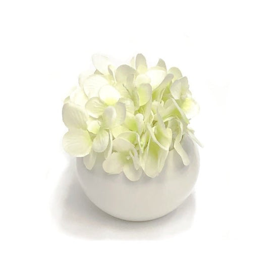 Artificial Spring Decorative Flowers in White Pot - Hydrangea (5") Select Color - DollarFanatic.com