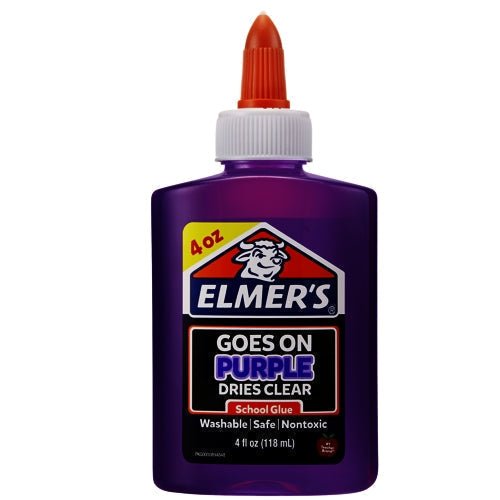 Elmer's Purple Washable Glue (4 fl. oz.) Goes on Purple Dries Clear - Dollar Fanatic