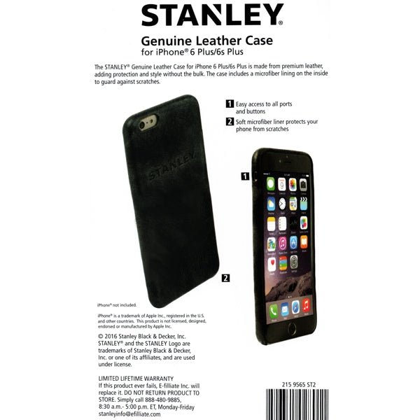 Stanley iPhone 6 Plus Leather Protective Case - Black (Also fits iPhone 6s Plus) - DollarFanatic.com
